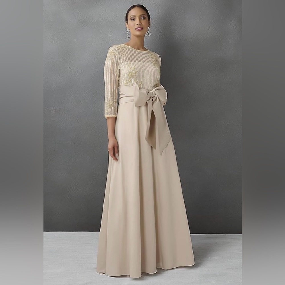 Adrianna Papell Beaded Bodice Taffeta Gown 2 – Cashmere Nude